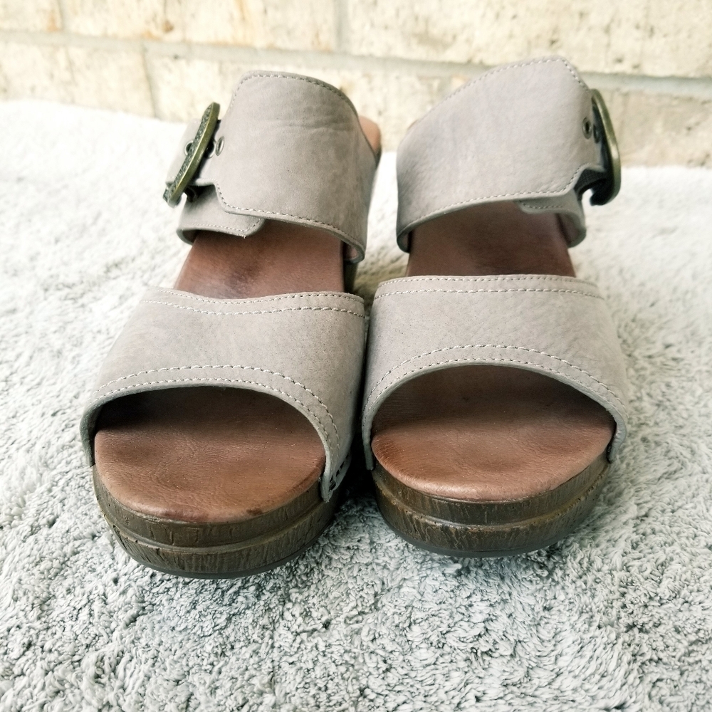 Dansko Ramona GRAY Leather Platform Slide Sandal Clog Heel (Women 9-9.5  EUR 40) - Picture 6 of 9